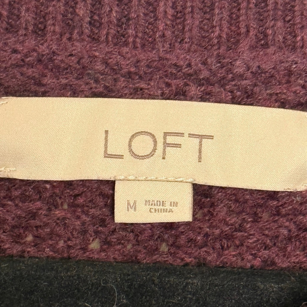 LOFT Maroon Crew Neck Sweater M - Picture 7 of 8